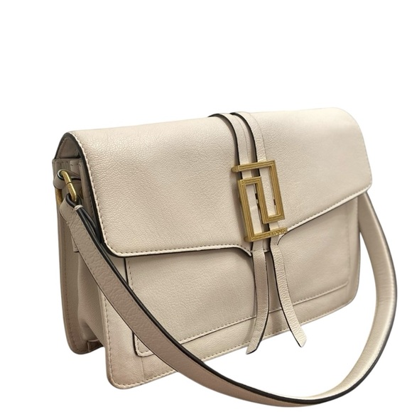 LODIS Tabatha Flap Crossbody 100% Leather Shoulder Bag Optic White - Picture 1 of 8